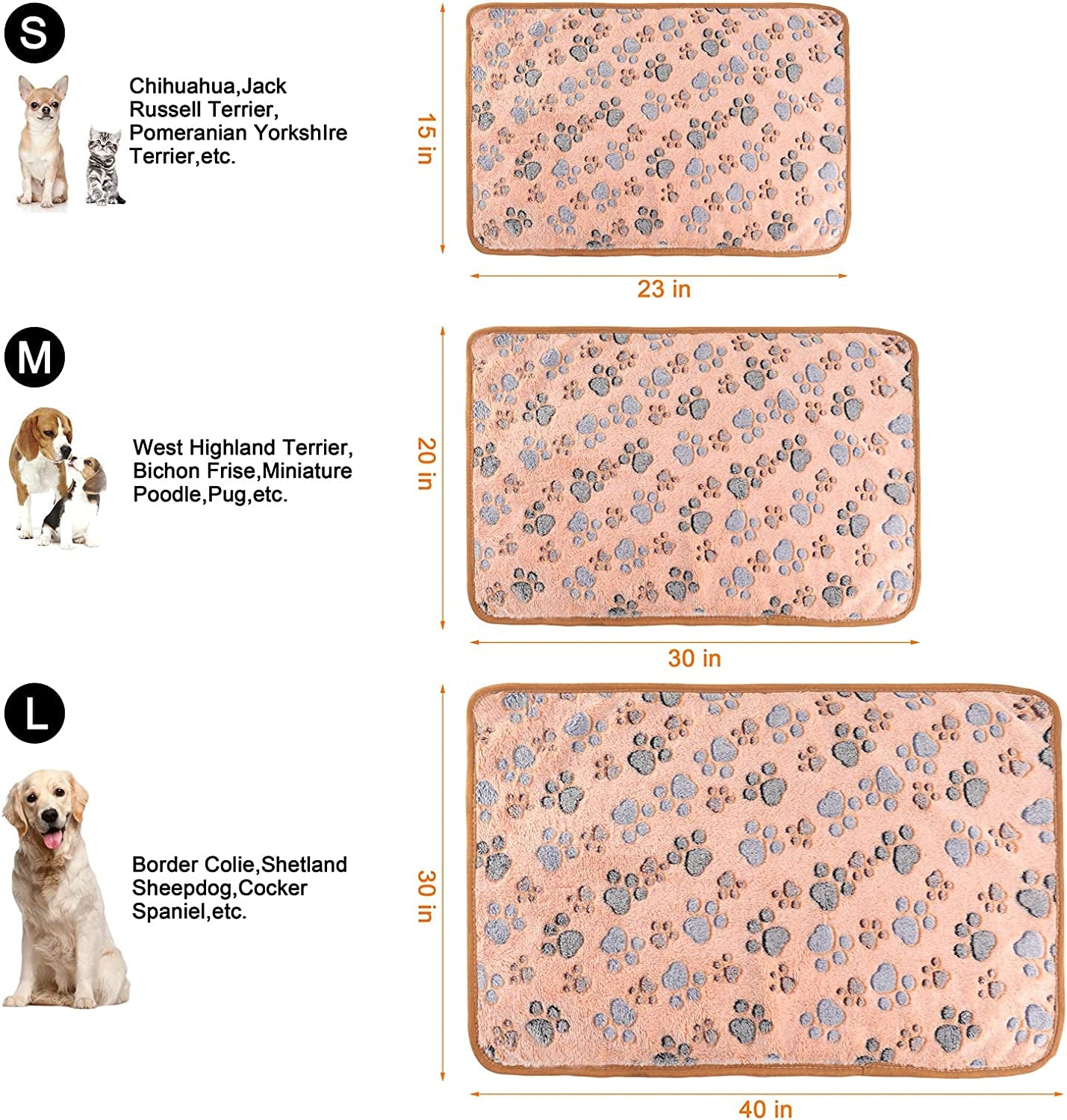 MIWOPET 3 Pack Cat and Dog Blanket Soft & Warm Fleece Flannel Sleep Mat, Great Pet Throw for Puppy, Kitten,Cats,Small, Medium & Large Dogs (Medium 30" X 20")