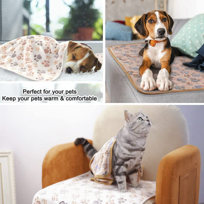 MIWOPET 3 Pack Cat and Dog Blanket Soft & Warm Fleece Flannel Sleep Mat, Great Pet Throw for Puppy, Kitten,Cats,Small, Medium & Large Dogs (Medium 30" X 20")